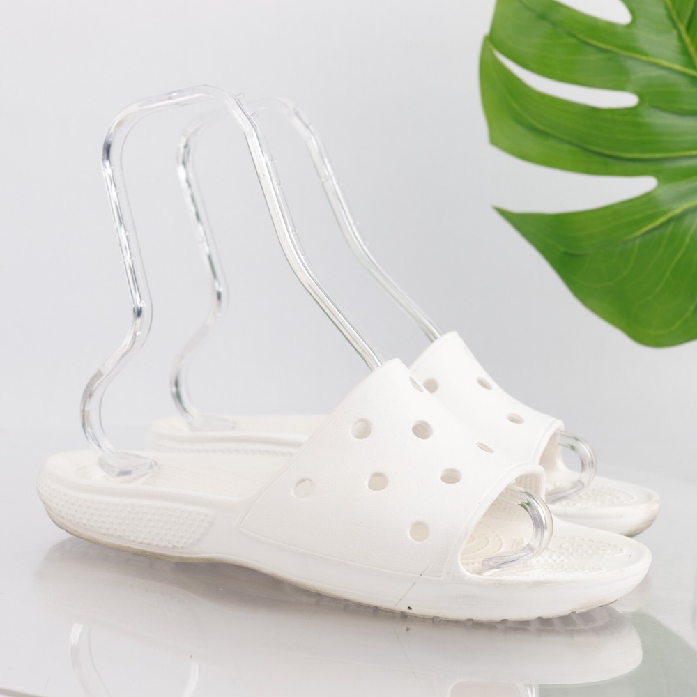 Crocs Womens Classic Slides Sandals Size‎ 11 White Flip Flop Beach Pool Shoes